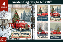 Christmas garden flag, Vintage Red Truck Christmas Flag Product Image 1