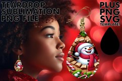 Whimsical Snowman Teardrop Earring Sublimation Art Product Image 1