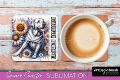 Dog Square Coaster - Dog Mom Floral Coaster Sublimation Product Image 1