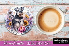 Lakeland Terrier Round Coaster Dog Sublimation Floral PNG Product Image 1