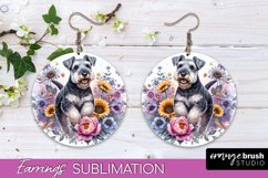 Lakeland Terrier Earrings Dog Sublimation Floral PNG Product Image 1