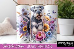 Lakeland Terrier Tumbler Wrap Dog Sublimation Floral PNG Product Image 1