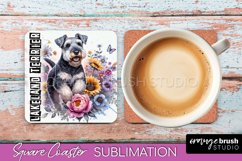 Dog Square Coaster - Dog Mom Floral Coaster Sublimation Product Image 1