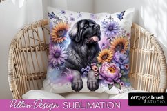 Leonberger Pillow Cover Dog Sublimation Floral PNG Product Image 1