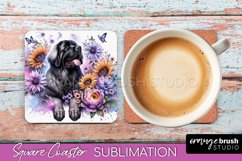 Leonberger Square Coaster Dog Sublimation Floral PNG Product Image 1