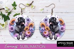 Leonberger Earrings Dog Sublimation Floral PNG Product Image 1