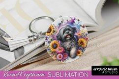 Lhasa Apso Keychain Dog Sublimation Floral PNG Product Image 1