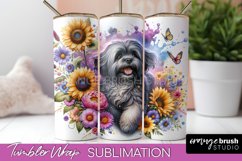 Lhasa Apso Tumbler Wrap Dog Sublimation Floral PNG Product Image 1