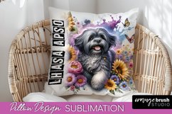 Dog Pillow Cover - Dog Mom Floral Pillow Sublimation Product Image 1