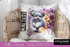 Dog Pillow Cover - Dog Mom Floral Pillow Sublimation Product Image 1