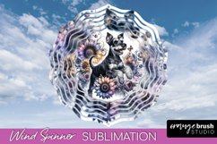 Miniature Schnauzer Wind Spinner Dog Sublimation Floral PNG Product Image 1