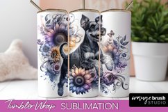 Miniature Schnauzer Tumbler Wrap Dog Sublimation Floral PNG Product Image 1
