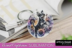 Miniature Schnauzer Keychain Dog Sublimation Floral PNG Product Image 1