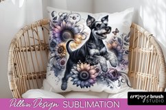Miniature Schnauzer Pillow Cover Dog Sublimation Floral PNG Product Image 1