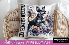 Dog Pillow Cover - Dog Mom Floral Pillow Sublimation Product Image 1