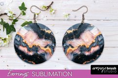 Marble Texture Round Earring Sublimation, Abstract Earrings Product Image 1