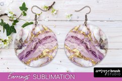 Marble Texture Round Earring Sublimation, Abstract Earrings Product Image 1