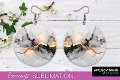 Marble Texture Round Earring Sublimation, Abstract Earrings Product Image 1