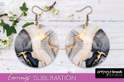 Marble Texture Round Earring Sublimation, Abstract Earrings Product Image 1
