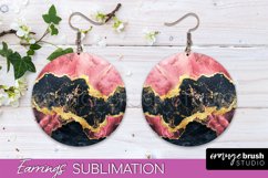 Marble Texture Round Earring Sublimation, Abstract Earrings Product Image 1