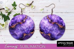 Marble Texture Round Earring Sublimation, Abstract Earrings Product Image 1