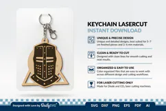 Medieval Helmet Geometric Keychain SVG | Knight Design Product Image 2