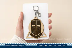 Medieval Helmet Geometric Keychain SVG | Knight Design Product Image 3