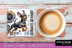 Dog Square Coaster - Dog Mom Floral Coaster Sublimation Product Image 1