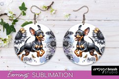 Miniature Pinscher Earrings Dog Sublimation Floral PNG Product Image 1