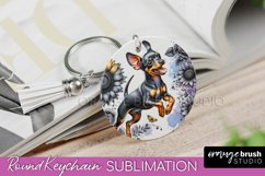 Miniature Pinscher Keychain Dog Sublimation Floral PNG Product Image 1