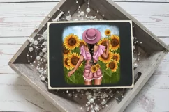 Clipart Sunflowers, Fashionable Girl with Sunflowers. Product Image 6