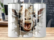 3D Hole In A Wall Giraffe 20 oz Skinny Tumbler Design Product Image 2