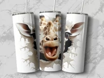 3D Hole In A Wall Giraffe 20 oz Skinny Tumbler Design Product Image 3