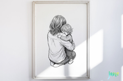 Mom and Daughter Line Art PNG Product Image 5