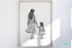 Mom and Daughter Line Art PNG Product Image 2