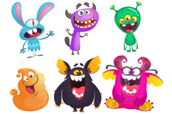 Funny cartoon monsters set with different face expressions Product Image 1
