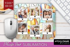 Stained Glass Photo Mouse Pad PNG - Flowers Picture Frame Product Image 1