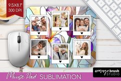 Stained Glass Photo Mouse Pad PNG - Flowers Picture Frame Product Image 1