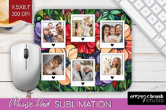 Stained Glass Photo Mouse Pad PNG - Flowers Picture Frame Product Image 1