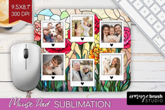 Stained Glass Photo Mouse Pad PNG - Flowers Picture Frame Product Image 1