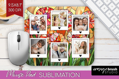 Stained Glass Photo Mouse Pad PNG - Flowers Picture Frame Product Image 1