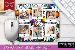Stained Glass Photo Mouse Pad PNG - Flowers Picture Frame Product Image 1