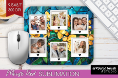 Stained Glass Photo Mouse Pad PNG - Flowers Picture Frame Product Image 1