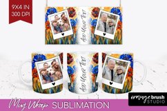 Stained Glass Photo Mug Wrap PNG - Flowers Picture Frame Mug Product Image 1