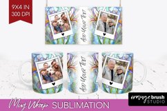 Stained Glass Photo Mug Wrap PNG - Flowers Picture Frame Mug Product Image 1