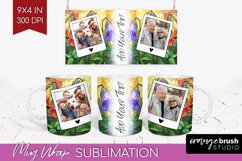 Stained Glass Photo Mug Wrap PNG - Flowers Picture Frame Mug Product Image 1