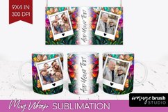 Stained Glass Photo Mug Wrap PNG - Flowers Picture Frame Mug Product Image 1