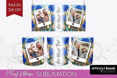 Stained Glass Photo Mug Wrap PNG - Flowers Picture Frame Mug Product Image 1