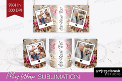 Floral Photo Mug Wrap PNG - Peony Flower Picture Frame Mug Product Image 1