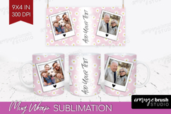 Retro Flowers Photo Mug Wrap PNG - Floral Picture Frame Mug Product Image 1